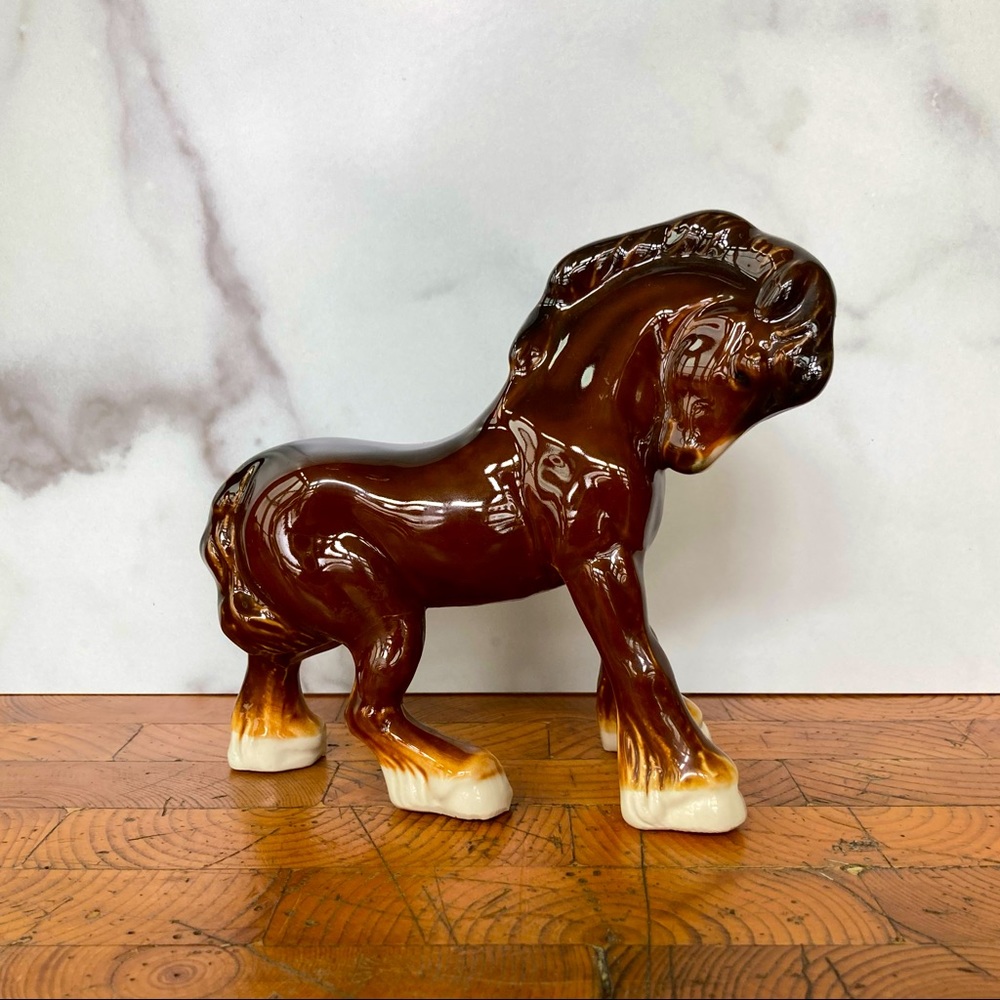 Vintage Porcelain Clydesdale Plow Horse Figurine